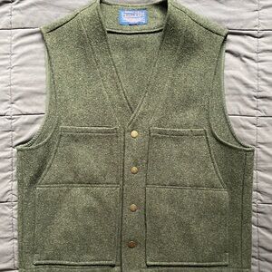 Rare Vintage Pendleton Mackinaw Forest Green Wool Vest